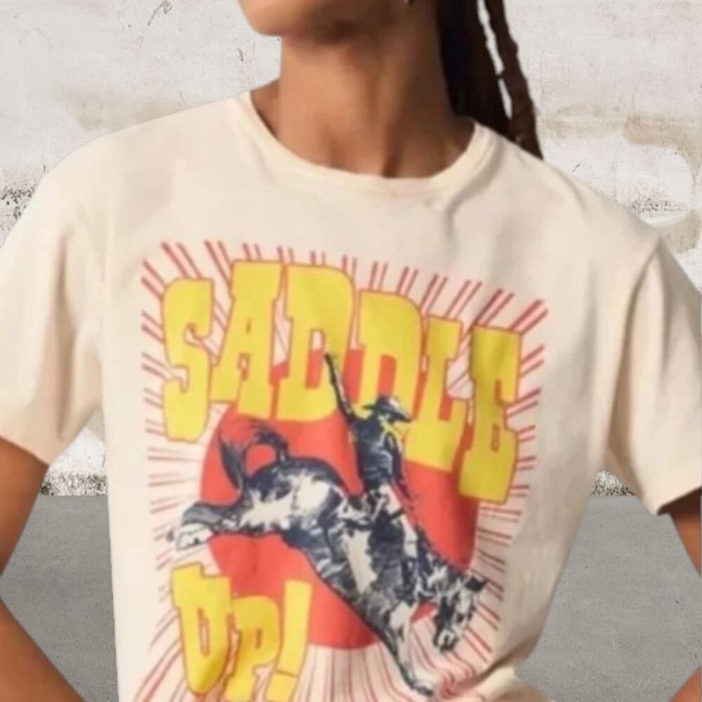 Anthropologie $68 Original Retrobrand Saddle Up T-Shirt Size Small NWT